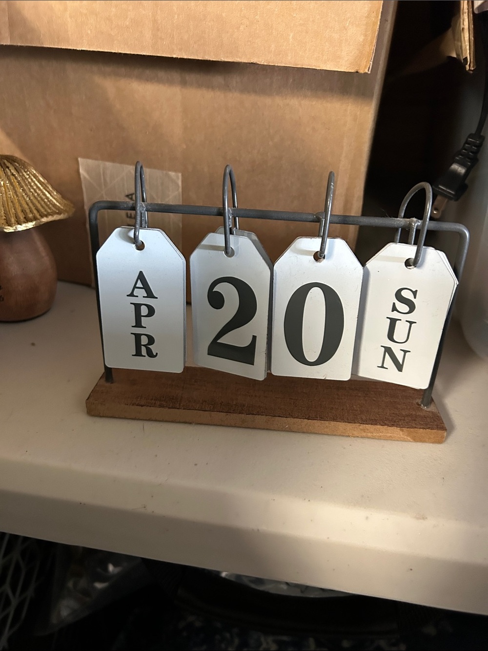 Block Tag Perpetual Desk Calendar - White and Black